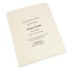 Papier d'impression à laser et jet d'encre Lokta fait main avec bord de pont 8,5x11 pouces ancien papier d'imprimerie de spécialité (100 Feuilles, naturelles)