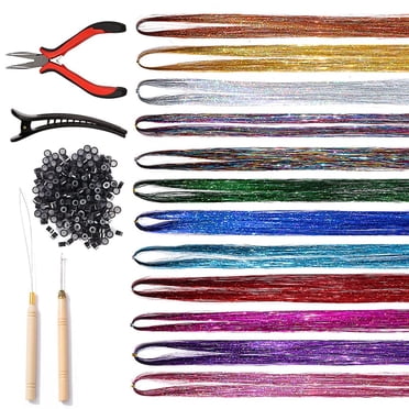 Hair Tinsel 47inch 12 Colors Tinsel Hair Extensions Shiny Hair