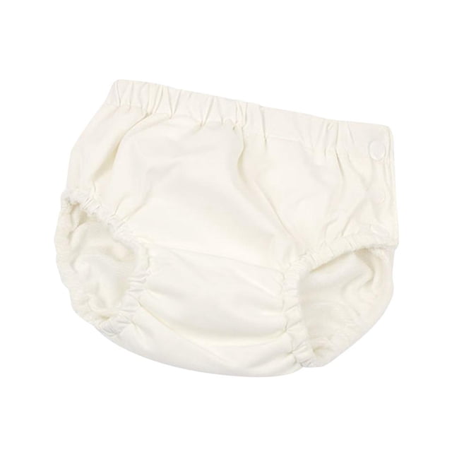 Baby Swim Diaper Reusable Absorbent Washable Nappies in white, designed for babies weighing 5-10kg. Made of soft nylon material with elastic edges for a secure fit. Suitable for casual use, daily wear, parties, or photoshoots. Often referred to as a cloth diaper for swimming activities.