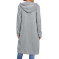 thumbnail image 4 of CEHVOM Manteau à Capuche pour Femmes, Manches Longues, Mode Décontractée, Poches, Fermeture Éclair, Solide, Liquidation, 4 of 7