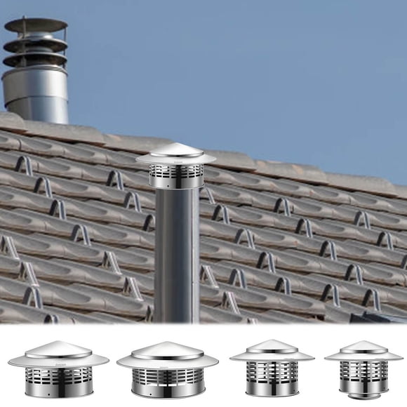 Infidev 304 Stainless Steel Chimney Vent Cover with Screen, Rain, Rust and Wildlife Resistant Cap for Rooftop Chimneys Clearance
