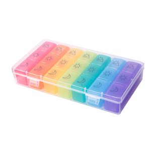 Weekly Pills Organizer 3-Times-A-Day 7 Day Pills Storage Box Portable Travel Moisture-Proof Pills Case Medication
