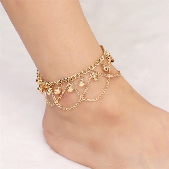 Koszal Bohemian Tassel Bell Anklet Summer Beach Women Sandal Ankle Bracelet Foot Chain