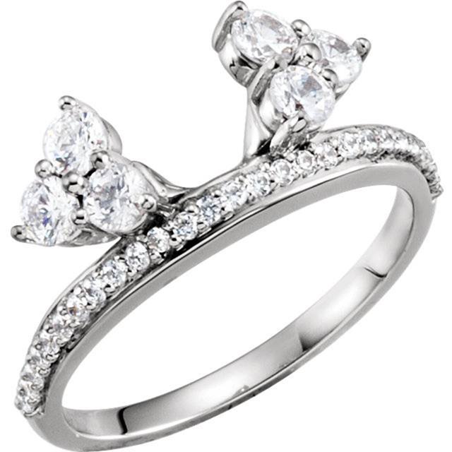 Garde d'Amélioration Style Enveloppement Accentuée de Diamants pour Bague de Fiançailles Solitaire 14K Wg