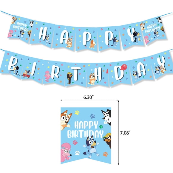 Blueies Balloons Happy Birthday Banner Party Dog Latex Foil Ballons Backdrop Baby Decor Cake Topper Toys Disposable Tableware