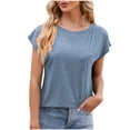 thumbnail image 1 of AherBiu Hauts d'Entraînement pour Femmes, Coupe Ample, Manches Cap, Col Ras du Cou, Haut Basique Confortable, T-Shirts, Chemises, Blouse, 1 of 2