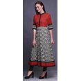thumbnail image 3 of Bimba Robe Anarkali Grise à Imprimé Géométrique Triangle Kurti Longue pour Femmes Indienne Ligne A Décontractée Haut Tunique -XSmall, 3 of 5