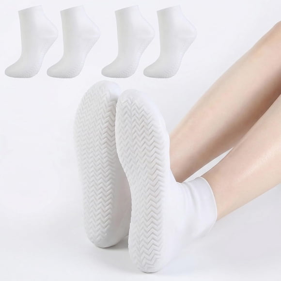 Set of 2 Pairs: Unisex Moisturizing Silicone Socks—Thickened, Non-Slip Footwear Designed for Repairing Dry, Cracked Feet and Heels; Ultra-Elastic, Soft "Foot Spa" Beauty Socks.,White,S
