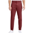 thumbnail image 1 of Men's Business Casual Pants Solid Color Zipper Button Straight Leg Pant Comfortable Stretchy Twill Trousers Wine M, 1 of 6