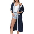 thumbnail image 4 of Timegard Nuisette pour Femmes Robe à Fermeture Éclair Robe de Maison à Manches 3/4 à Blocs de Couleur Longue Tenue de Nuit avec Poches, 4 of 6