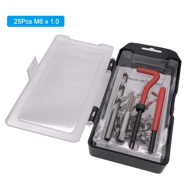 25Pcs M6 x 1.0 Thread Repair Kit Helicoil Compatible 6mm Damaged Threads