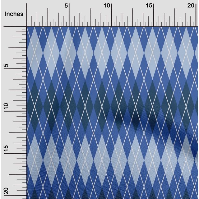 oneOone Cotton Poplin Blue Fabric Argyle Check Craft Projects Decor Fabric Printed By The Yard 56 Inch Wide
