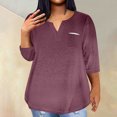 thumbnail image 2 of QIPOPIQ Plus-Size Tops for Women Summer V Neck T Shirts Color Block Raglan Tees Clearance, 2 of 5