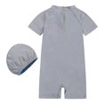 thumbnail image 3 of Sunnyoo Little Boys Cartoon Short Sleeve Rash Guard UPF 50+ One-Piece Swimsuit with Hat, 3 of 8