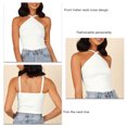 thumbnail image 4 of Haut à Col Licou pour Femmes, Haut Sans Manches à Col Licou pour Femmes Dos Nu Design Été à la Mode pour Bureau pour Quotidien pour Rendez-Vous Blanc P, 4 of 5