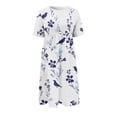 thumbnail image 4 of DPTALR Women Summer Printing Causal Round Neck Short Sleeve Vacation Pockets Dress, 4 of 5