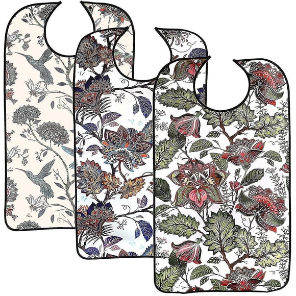 3 Pack Adult Bibs For Eating, Adult Bibs With Crumb Catcher, Washable -aya