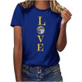 thumbnail image 1 of Penkiiy T-Shirt Musulman Ramadan pour Femmes T-Shirts Graphiques Mignons pour Femmes Col Rond Manches Courtes Imprimé Lune T-Shirt Décontracté 3TG Bleu, 1 of 6