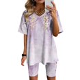 thumbnail image 1 of Blouses pour Femmes, Ensembles de Blouses Décontractées à Manches Courtes Imprimées et Col en V pour Femmes, 1 of 4