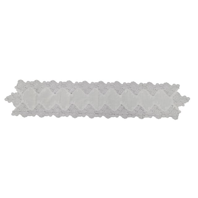 QualitChoice Simple Embroidery Table Runner White Lace Tablecloth Fabric Dining Tea Exquisite Kitchen Decoration White 35*270 cm 1 Pc