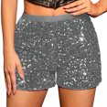 thumbnail image 2 of Styesk Shorts for Women Ladies' Fashionable High Waisted Solid Color Sequin Shorts, 2 of 4