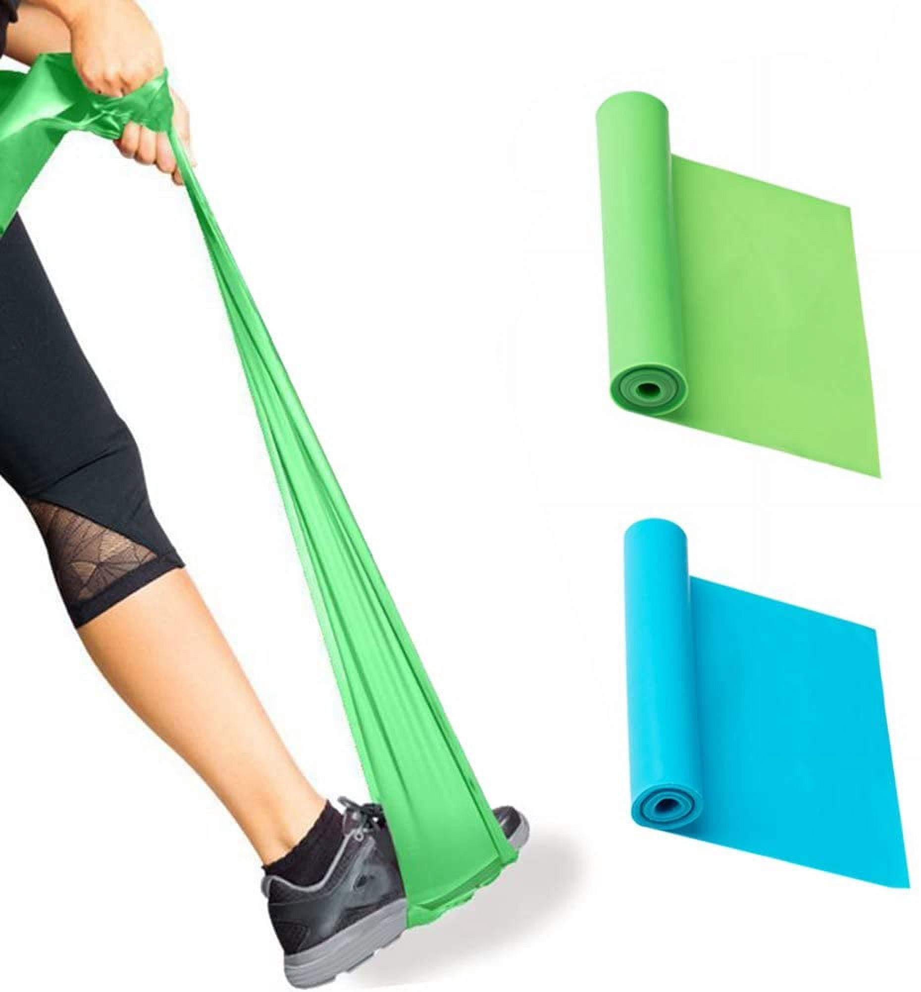 Natural Latex Elastic Exercise Bands, DD Yoga Physiotherapy Fitness Stretch Muscle Training No Resistance Bands (Blue & Green)