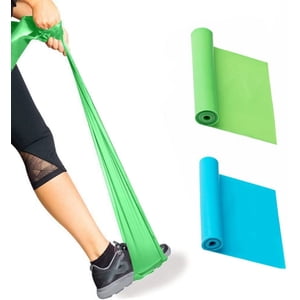 Natural Latex Elastic Exercise Bands, DD Yoga Physiotherapy Fitness Stretch Muscle Training No Resistance Bands (Blue & Green)