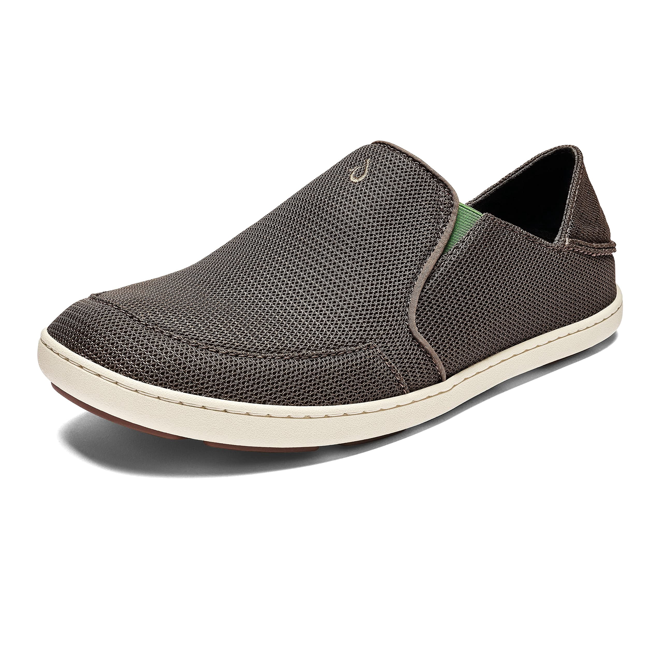 OLUKAI Men's Nohea Mesh Loafer,Mustang/Lime Peel,US 10 M
