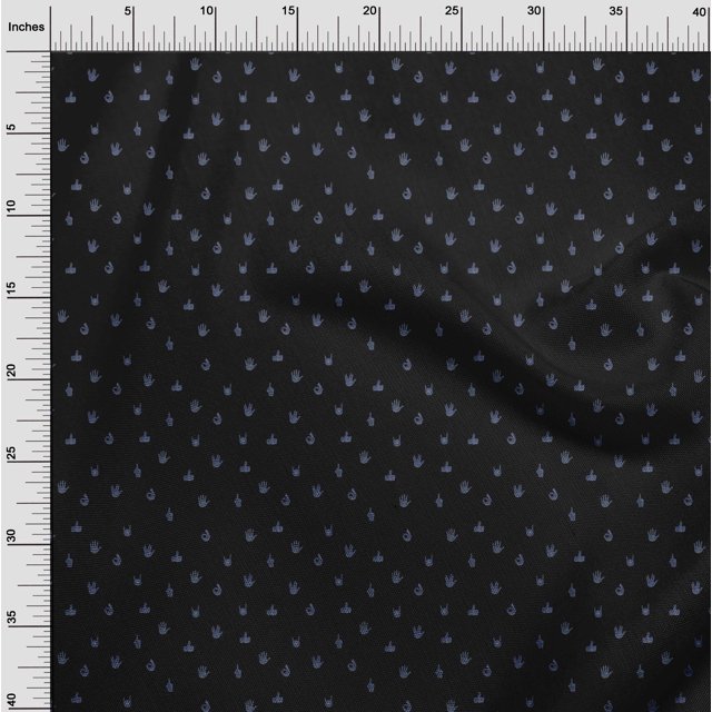 oneOone Polyester Lycra Fabric Finger Sign Symbol Print Fabric BTY 56 Inch Wide