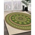 thumbnail image 3 of Ahgly Tapis d'Intérieur Lavable en Machine Carré Transitionnel Brun Gingembre Vert, 6 Pieds Carré, 3 of 7