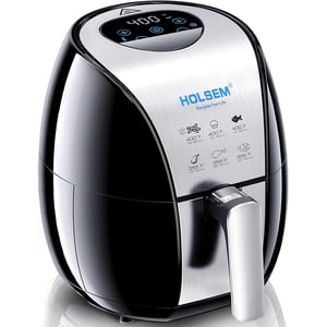 HOLSEM Digital Air Fryer, 3.4 QT, Black/Stainless Steel - Rapid Air Circulation, LED Display