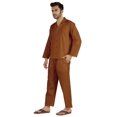 thumbnail image 3 of Inkmeso Ensemble de Pyjama Classique Uni en Coton, Pyjama Boutonné pour Hommes, 2 Pcs, Tenue de Nuit, 3 of 7
