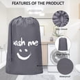 thumbnail image 3 of Lightweight 80-120L 210D Oxford Fabric Laundry Bag with Smiley Pattern – Durable Drawstring Closure for Home, Travel, Camping & Sorting, Foldable Storage Organizer for Clothes, Bedding & More (Gray), 3 of 6