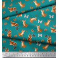 thumbnail image 3 of Soimoi Tissu en Voile de Coton Vert Imprimé Insectes & Chats 1 Yard 42 Pouces de Large, 3 of 3