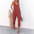 thumbnail image 1 of drppepioner Combinaison Femme Mode Été Poche Solide Décontractée Sans Manches à Bretelles, 1 of 1