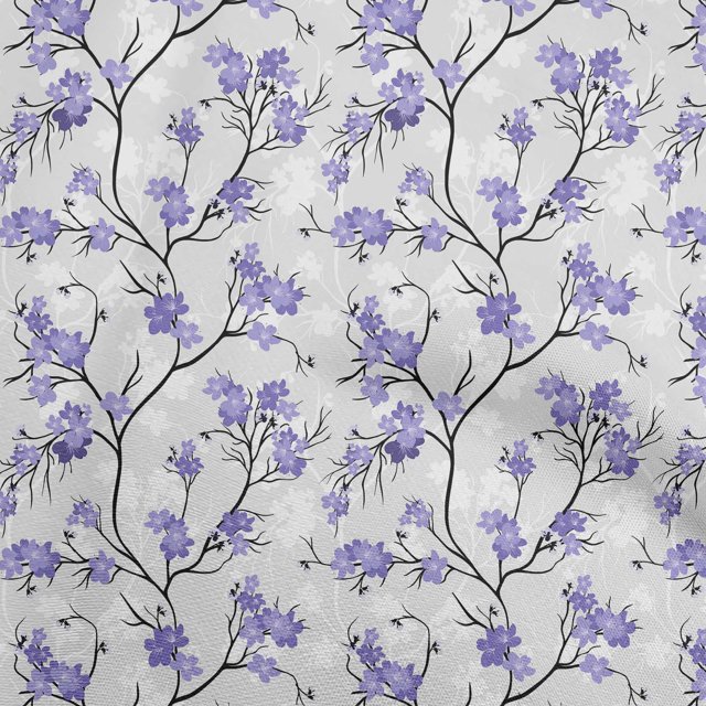 oneOone Polyester Spandex Medium Purple Fabric Floral Craft Projects Decor Fabric Printed By The Yard 56 Inch Wide