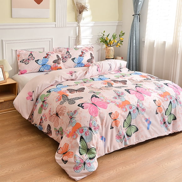 Twin Comforter Cover 180x220cm Brushed Soft All Season Duvet Cover Set - Breathable Double Quilt Cover with Fresh Pattern for Bedroom Decor