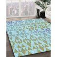 thumbnail image 3 of Ahgly Company Tapis Rond Lavable en Machine Bleu Lagon Transitionnel, 6 Pieds Rond, 3 of 7