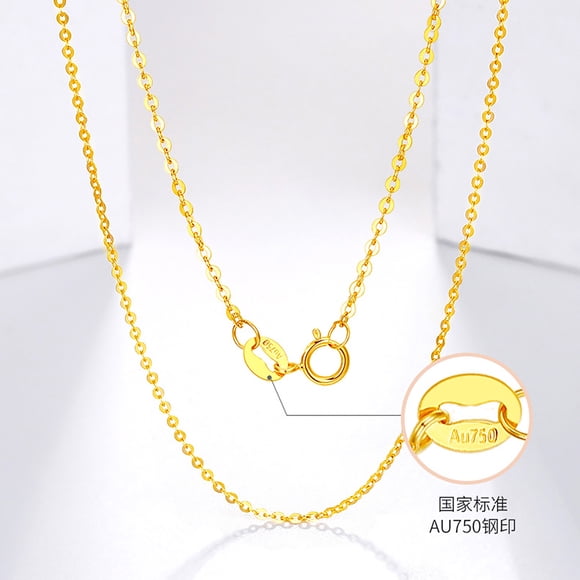 100% Authentic 18K Yellow Gold Necklace for Women Wedding Jewelry Cute Rolo Chain 20"/50cm