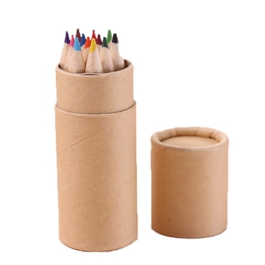 12 Color Small Pencil Painting Pen Color Lead Pencil Wood HB Core 10x3.5cm Pen Container for Drawing Art