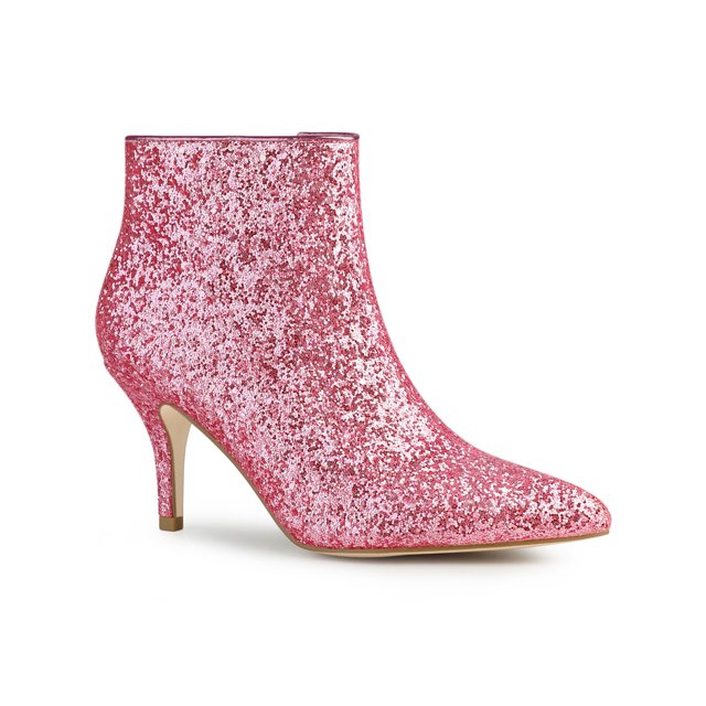 Unique Bargains Bottines à Talons Aiguilles à Paillettes à Bout Pointu pour Femmes