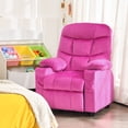 thumbnail image 4 of Gymax Kids Youth Recliner Chair Velvet Fabric w/Cup Holder & Side Pocket Pink, 4 of 10