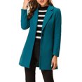 thumbnail image 1 of INSPIRE CHIC Manteau Long Classique pour Femme à Revers Cranté, Manches Longues, P Bleu Lac, 1 of 7