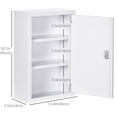 thumbnail image 3 of Kleankin Armoire à Pharmacie Murale avec Serrure, Blanc, 3 of 10