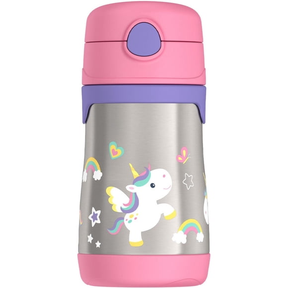 Bouteille de paille en acier inoxydable isolée sous vide Thermos de 10 Oz, Licorne