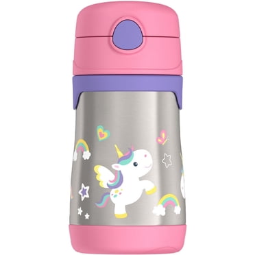 Thermos Baby Vacuum Insulated Stainless Steel 10 oz Straw Bottle, Unicorn