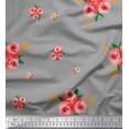 thumbnail image 1 of Soimoi Tissu en Poly Georgette Imprimé Feuilles et Roses au Mètre 52 Pouces de Large, 1 of 3