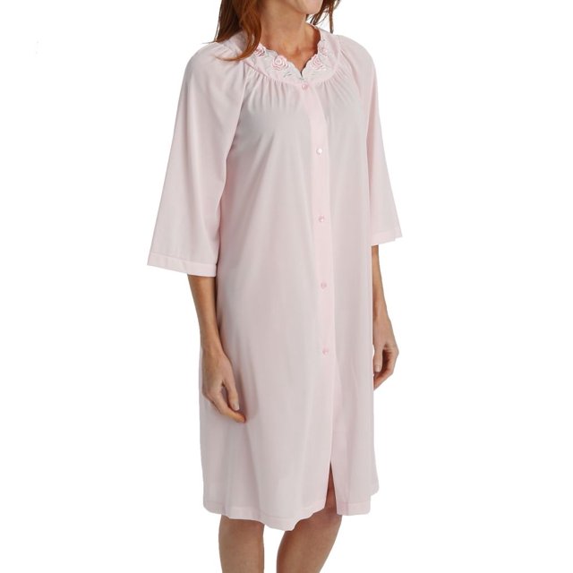 Women's Shadowline 77280 Petals Embroidered Yoke Coat (Pink 2X)