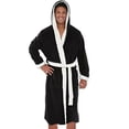 thumbnail image 1 of Innerwin Bath Robes Hoodie Men's Wrap Robe Winter Long Sleeve Soft Dressing Gown Black White 4XL, 1 of 3