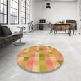 thumbnail image 4 of Ahgly Tapis Rond Lavable en Machine Intérieur Transitionnel Orange, 8 Pieds Rond, 4 of 7